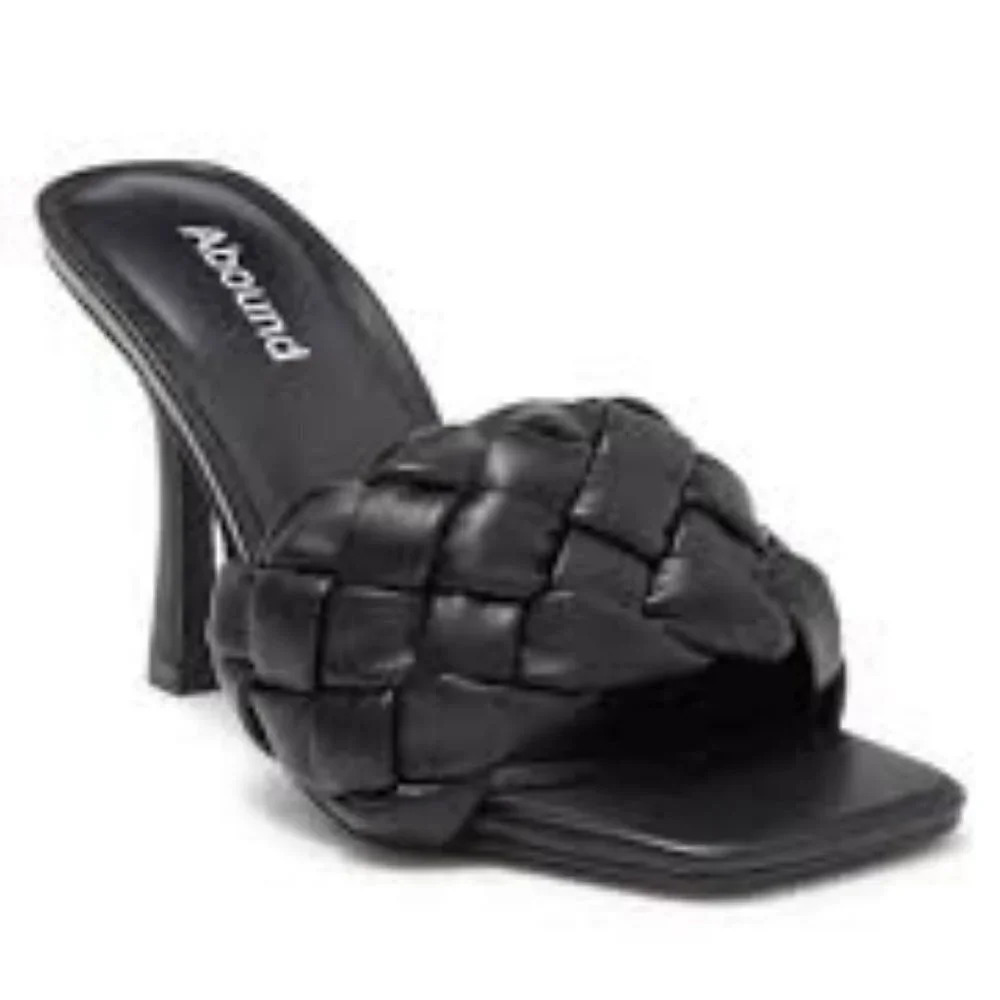 Abound Myley Woven Heeled Sandal In Black  Sz: 9.5